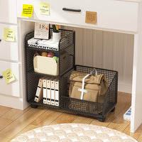 Under-Desk Rolling Storage Cart with Shelves for Books and Bags
