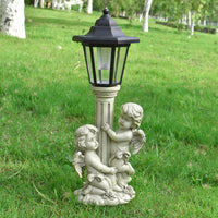 Solar Angel Garden Statue with Lantern - Outdoor Resin Figurine Night Light for Patio Decor