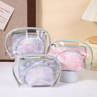 3-Piece Embroidered Waterproof Travel Cosmetic Bag Set