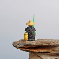 Miniature Fishing Old Man Figurine for Micro Landscape Decor