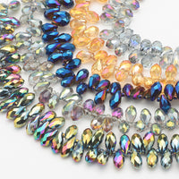 Iridescent Teardrop Crystal Glass Beads for DIY Jewelry Making, 8x13mm