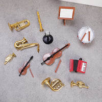 Miniature Musical Instrument Model Set - Accordion, Saxophone, Classical Instruments for Dollhouse Decor