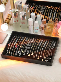 Velvet Necklace Display Tray with Dust Cover for Jewelry Storage and Exhibition