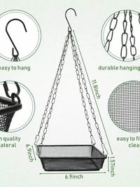 Hanging Metal Mesh Bird Feeder Tray for Garden & Outdoor