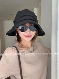 Lightweight Breathable Quick-Dry Fisherman Sun Hat with Pleated Design and Wide Brim