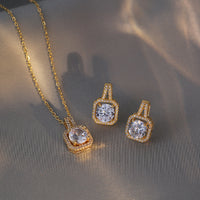 Zircon-Embellished Necklace, Earrings, and Ring Jewelry Set for Women