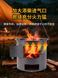 Portable Wood Burning Stove for Outdoor Camping and Indoor Heating, Multi-functional Cooker