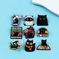 Cute Black Cat Series Enamel Pin for Backpacks and Clothing