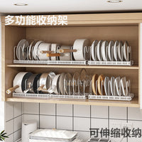 Expandable Pot Lid Holder Rack Countertop Cutting Board Organizer Multi-functional Kitchen Storage Drainer