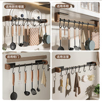 Walnut Kitchen Storage Rack Spice Organizer Vintage Style Condiment Knife Holder Multi-functional Chopping Board Pot Lid Rack