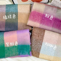 AC Warm Rainbow Plaid Mohair Scarf for Autumn/Winter
