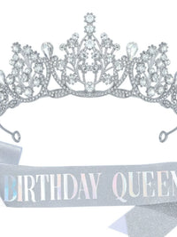 Birthday Queen Crown and Sash Set for Party Decorations