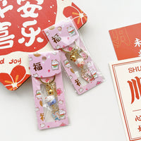 Japanese Lucky Cat Ceramic Bell Keychain Bag Charm