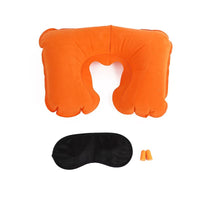 Inflatable U-Shaped Travel Pillow Set with Eye Mask and Earplugs