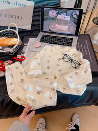 Kids' Pure Cotton Gauze Pajama Set with Doll Collar - Sausage Dog Print