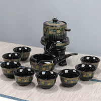 Automatic Ceramic Kung Fu Tea Set with Rotating Filter Teapot and Cups