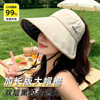 Women's Wide Brim UV Protection Sun Hat Summer Foldable Fisherman Empty Top Sun Visor