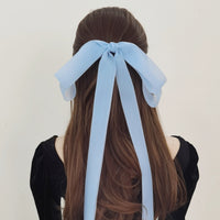 Elegant Organza Bow Hair Clip with Long Streamers, Chinese Style Sweet Hair Accessory