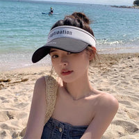 Women's Fashionable Sun Visor Hat UV Protection Breathable Hollow Top for Running & Sports