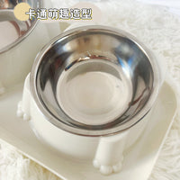 Double Stainless Steel Pet Bowl for Cats and Dogs, Non-Slip Tilted Food and Water Feeder