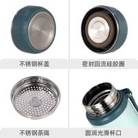Large Capacity Stainless Steel Insulated Water Bottle with Tea Infuser and Portable Handle for Travel and Home