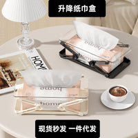 Adjustable Spring Tissue Box Holder for Living Room and Dining Table, Foldable Napkin Dispenser