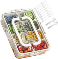 Portable Divided Salad Container with Lid and Handle for Refrigerator Storage and Picnics
