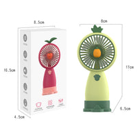 Cartoon Handheld Mini Fan with Base, 3-Speed Adjustable, Desktop Use, Portable USB Rechargeable