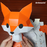 Cute Fox 3D Paper Model Kit - DIY Puzzle Craft Decoration