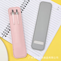 Korean Style PU Leather Pencil Case Pen Pouch for Students Portable Stationery Storage