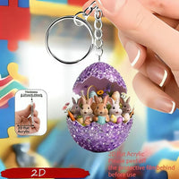 2026 Easter Bunny Egg House 2D Acrylic Keychain Pendant for Holiday Party Decor