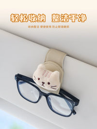 Car Visor Magnetic Sunglasses Holder Clip with Cute Plush Animal Design, Multi-functional Ticket and Glasses Organizer