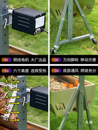 Automatic Rotating Whole Lamb Roaster Multifunctional Charcoal Grill for Home and Commercial Use
