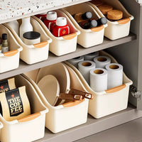 Slanted Opening Storage Basket with Wheels for Kitchen Cabinet Organization