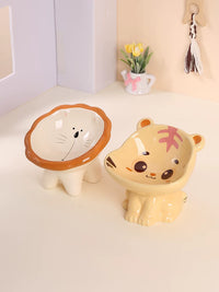 Ceramic Elevated Pet Bowl for Cats and Small Dogs, Neck Protection Food and Water Dish