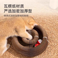 Accordion Cat Scratcher Toy with Bell, Corrugated Cardboard Cat Bed and Climbing Frame
