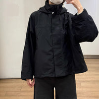 Women's Windproof Stand-Collar Jacket with Hood Casual Loose Short Coat