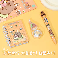 Cartoon Stationery Set for Students - Ballpoint Pen & Notebook Gift Box (3-Piece Set)