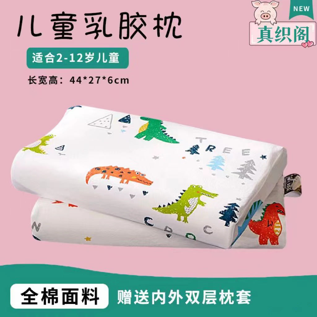 Natural Latex Pillow for Adults and Kids - Pure Cotton Cover, Neck Support