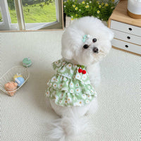 Pet Cherry Daisy Cake Dress Breathable Sling Skirt for Small Dogs and Cats