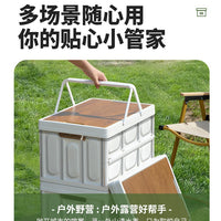 Foldable Camping Storage Box with Side Opening for Car Trunk Organization and Picnics