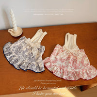 Pet Dog Cat French Floral Bowknot Vintage Dress for Small to Medium Breeds
