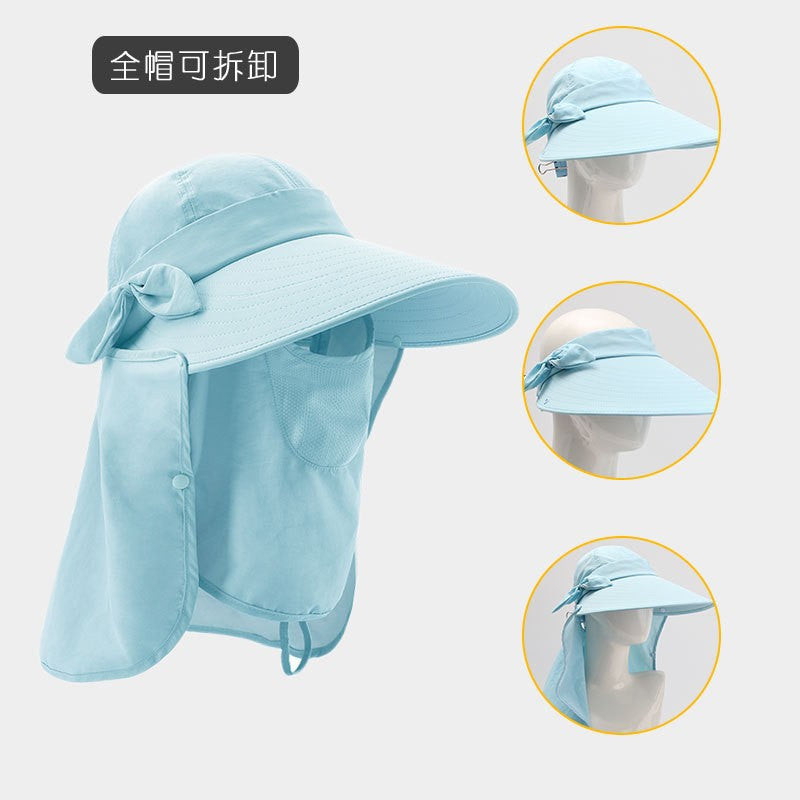 Women's Summer Outdoor Sun Hat with Detachable Wide Brim UV Protection Face Mask and Neck Flap