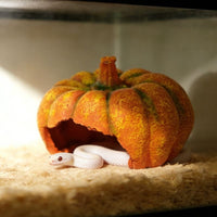 Reptile Hideout House Decoration for Corn Snakes Geckos Lizards, Resin Pumpkin/Tree Stump Design