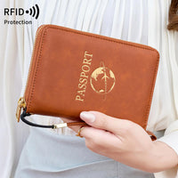 RFID Blocking Passport Holder Travel Wallet with Zipper Closure