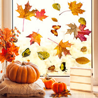 Thanksgiving Maple Leaf Butterfly Window Clings Static Glass Decals Home Decor Wall Stickers