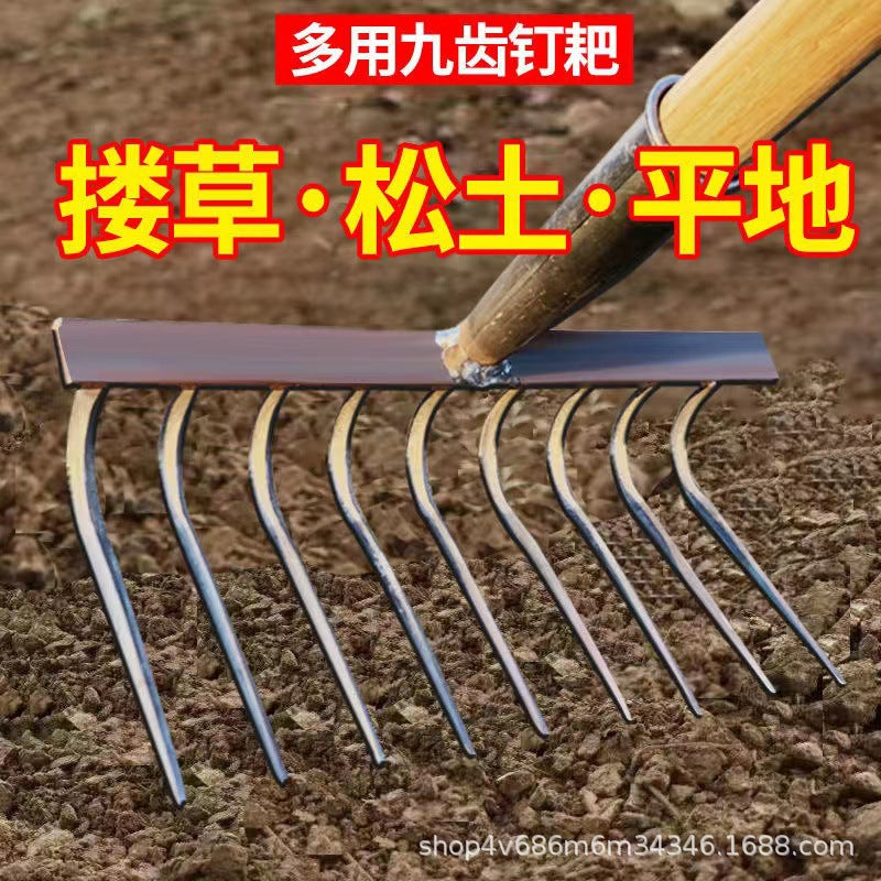 Heavy-Duty Manganese Steel Garden Rake Hoe for Weeding and Cultivating