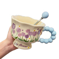 Tulip Ceramic Mug with Spoon, Gift Box Available, for Home or Gifting