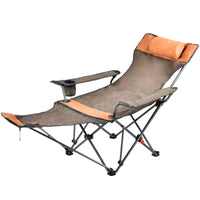 Portable Folding Recliner Chair for Outdoor Camping Beach Pool with Footrest