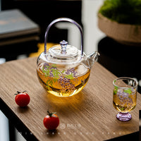 Wisteria Blossom Heat-Resistant Glass Teapot Set with Gongdao Cup and Teacups